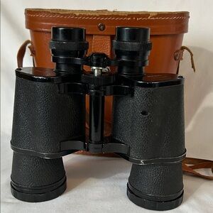 Black Binoculars with Brown Case